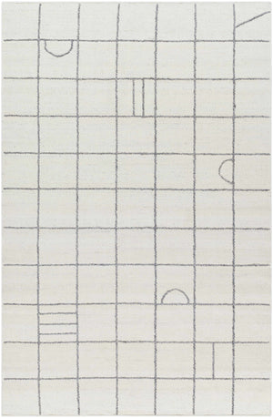 Tieve Black & White Grid Wool Rug