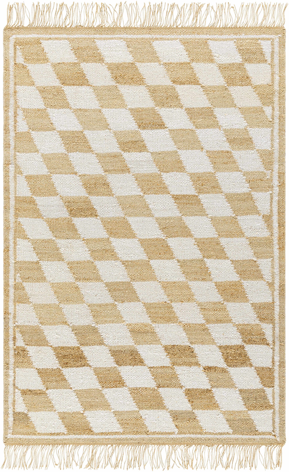 Tiria Diamond Checkered Jute Tasseled Rug