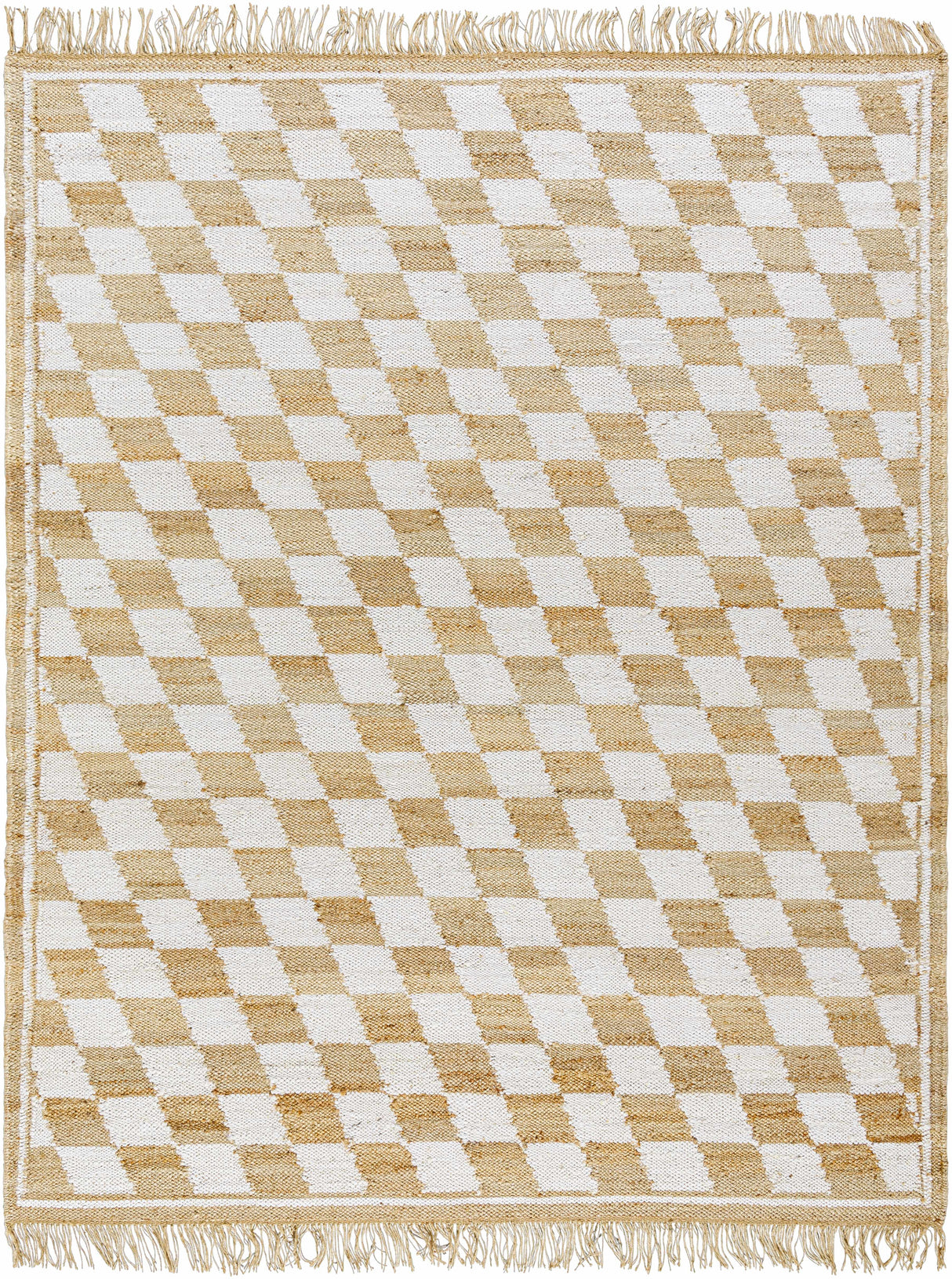 Tiria Diamond Checkered Jute Tasseled Rug
