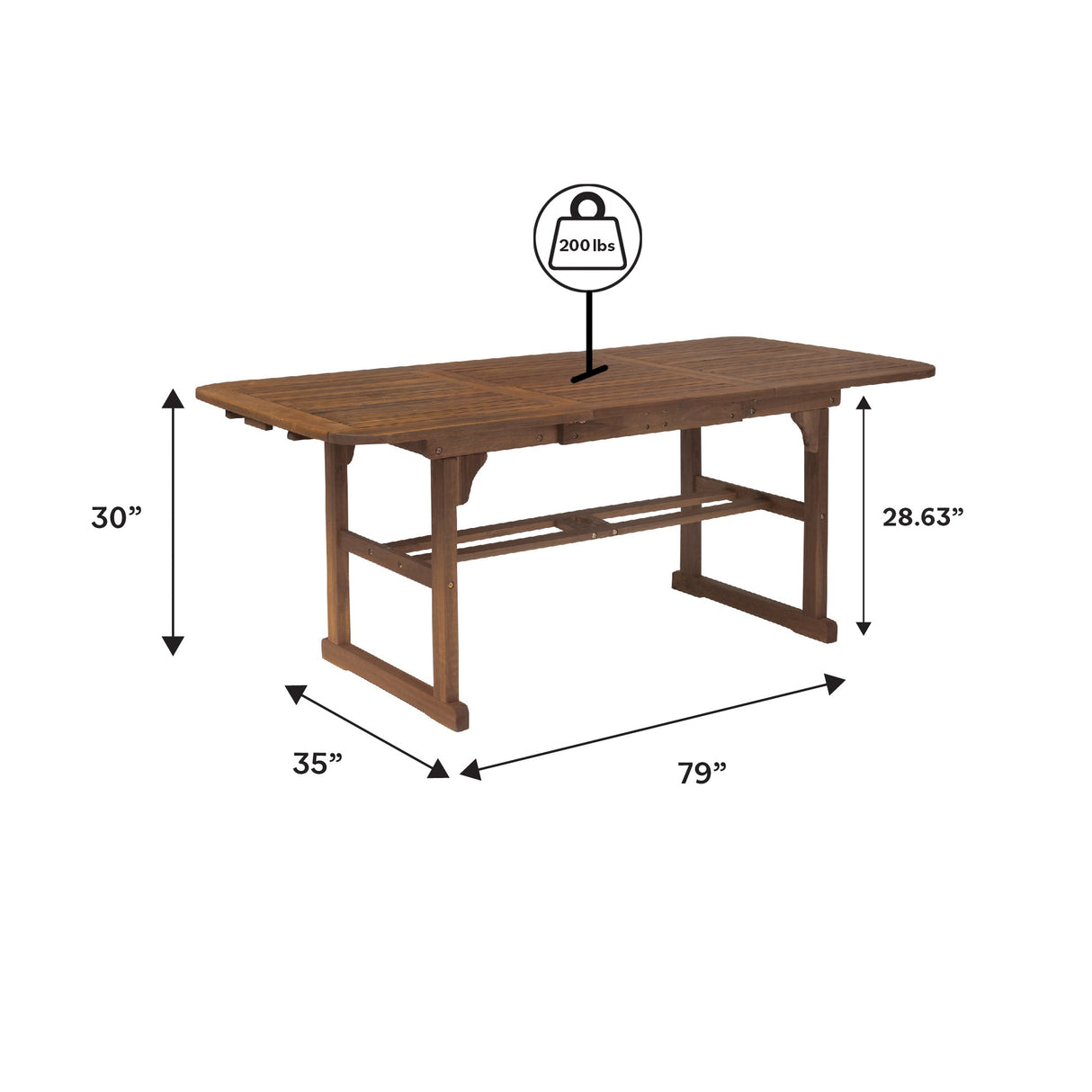 Torin Wood Outdoor Patio Butterfly Dining Table