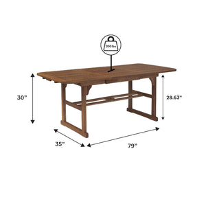 Torin Wood Outdoor Patio Butterfly Dining Table