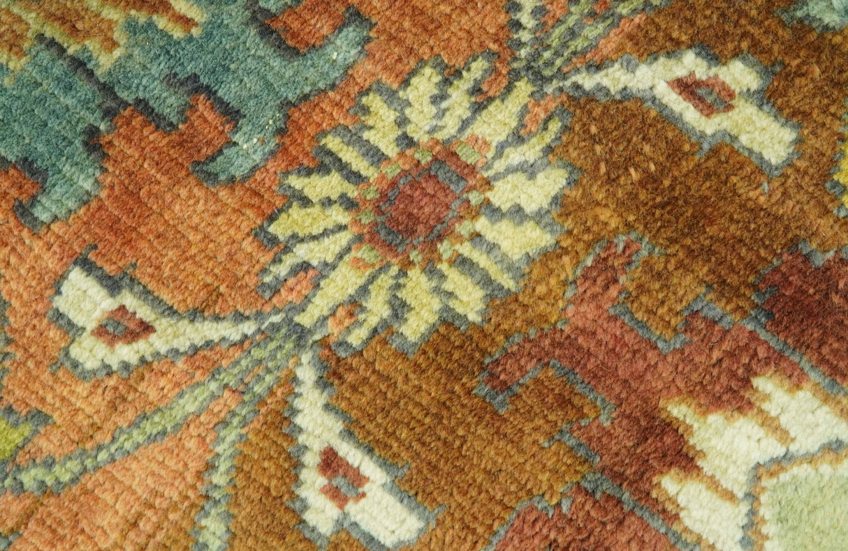 Traditional Antique Turkish Design Rust And Blue Hand Knotted 4x5 Wool Area Rug