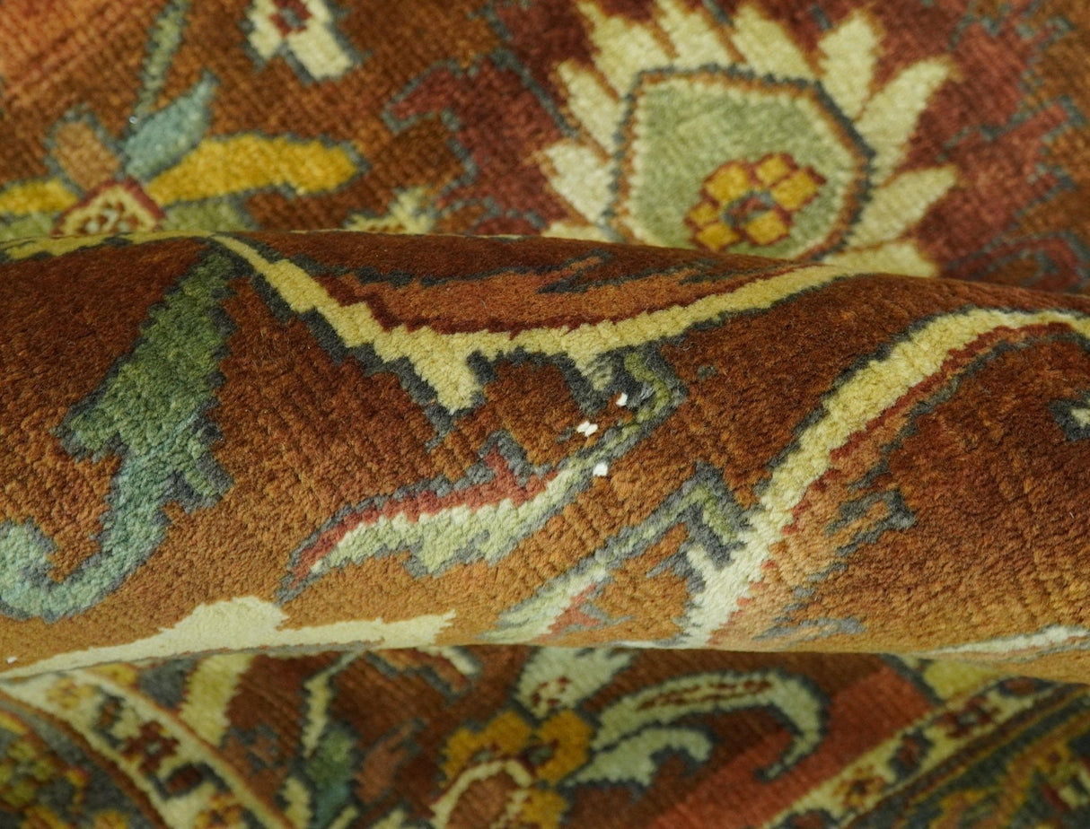 Traditional Antique Turkish Design Rust And Blue Hand Knotted 4x5 Wool Area Rug