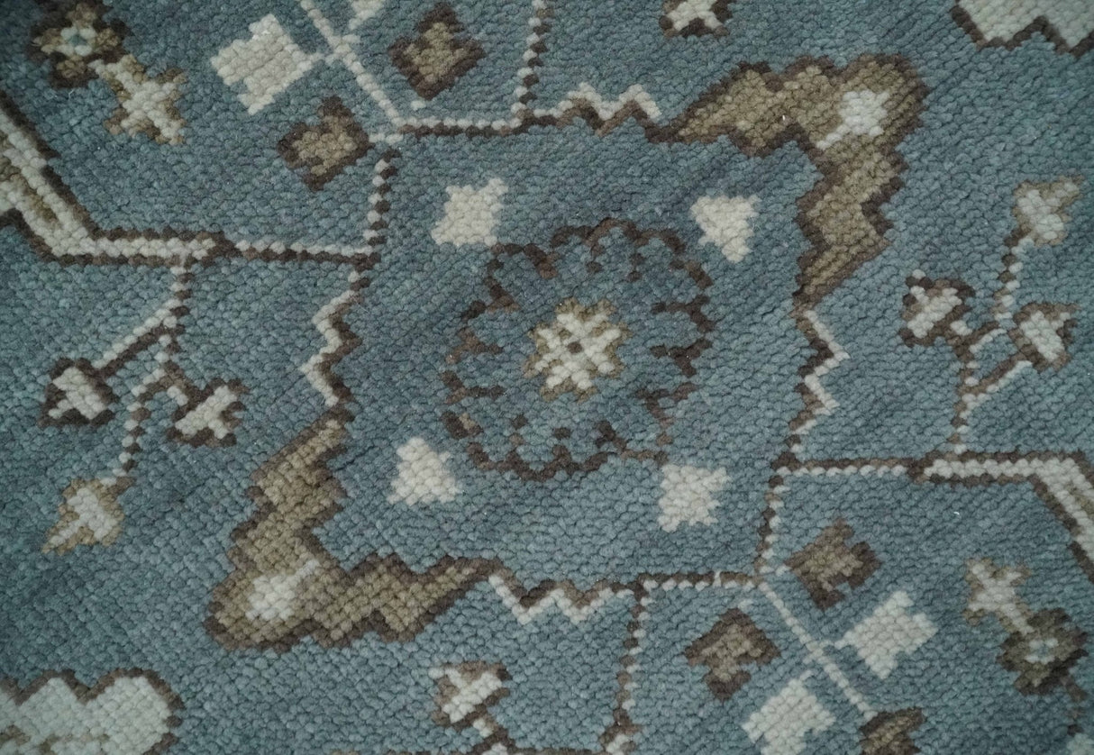 Traditional Blue, Ivory and Brown Oriental Oushak 8x10 wool Area Rug