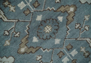 Traditional Blue, Ivory and Brown Oriental Oushak 8x10 wool Area Rug