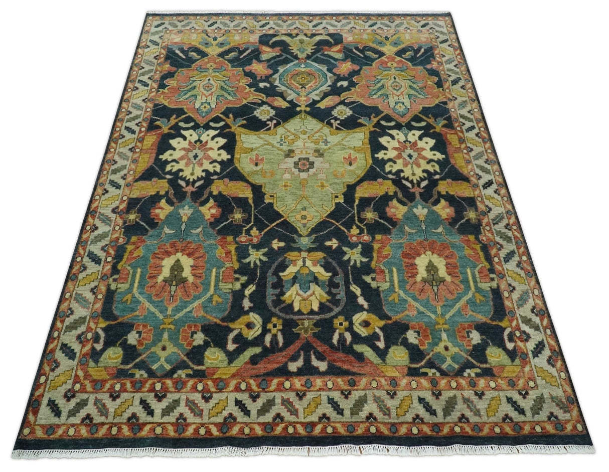 Traditional Blue and Gold Multi Sizes Antique Style Hand knotted Oushak Area Rug