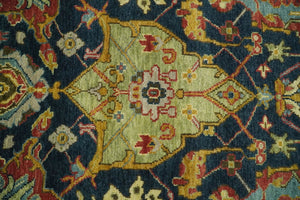 Traditional Blue and Gold Multi Sizes Antique Style Hand knotted Oushak Area Rug