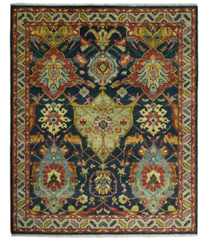 Traditional Blue and Gold Multi Sizes Antique Style Hand knotted Oushak Area Rug