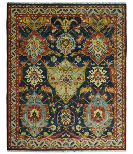 Traditional Blue and Gold Multi Sizes Antique Style Hand knotted Oushak Area Rug