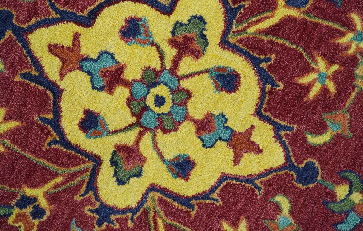 Traditional Blue and Red Hand Tufted Turkish Design Wool Area Rug