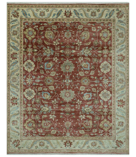 Traditional Design Red And Beige 8x10 Hand Knotted wool rug