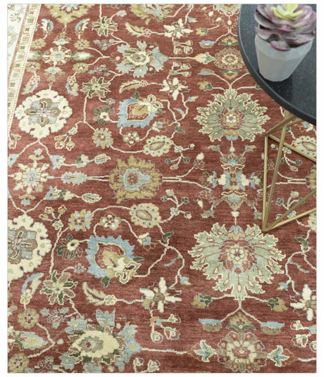 Traditional Design Red And Beige 8x10 Hand Knotted wool rug