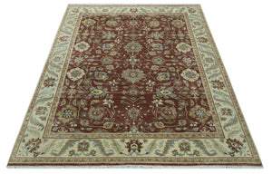 Traditional Design Red And Beige 8x10 Hand Knotted wool rug