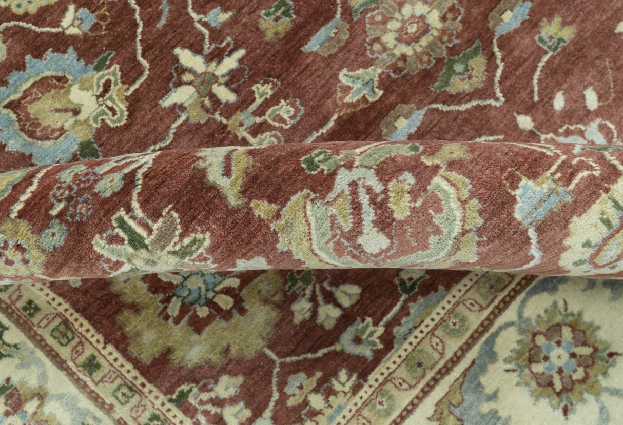 Traditional Design Red And Beige 8x10 Hand Knotted wool rug