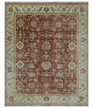 Traditional Design Red And Beige 8x10 Hand Knotted wool rug