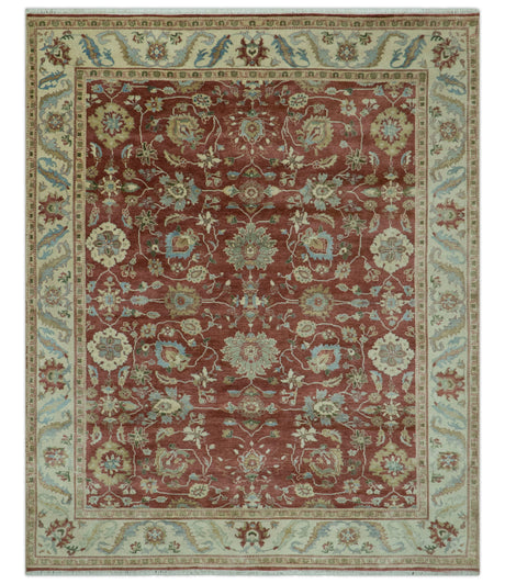Traditional Design Red And Beige 8x10 Hand Knotted wool rug
