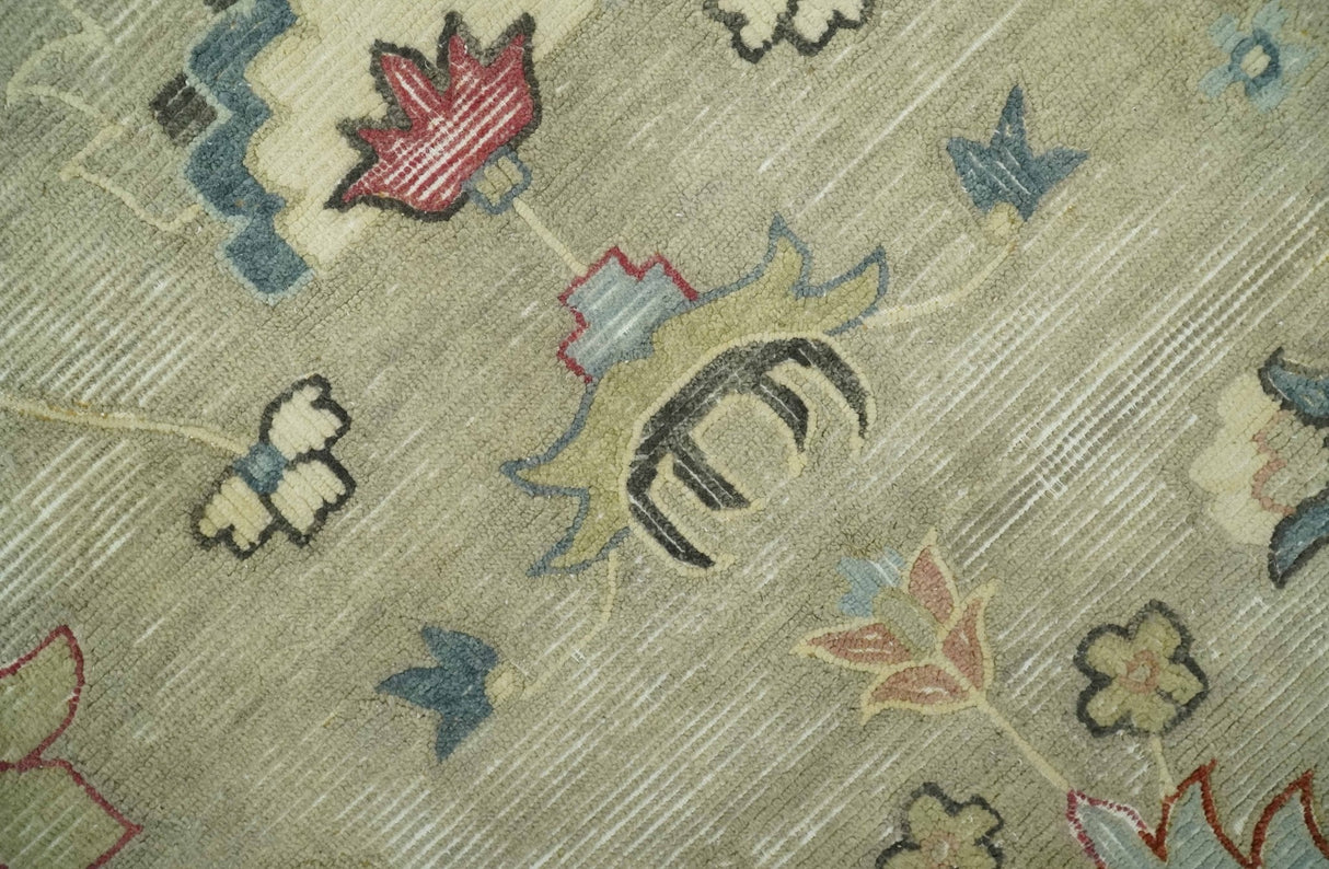 Traditional Floral 8x10 Beige Hand Tufted Oriental distressed wool area rug
