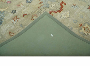 Traditional Floral 8x10 Beige Hand Tufted Oriental distressed wool area rug