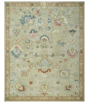 Traditional Floral 8x10 Beige Hand Tufted Oriental distressed wool area rug