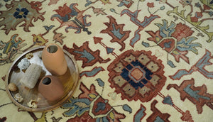 Traditional Floral Beige and Brown Vintage Style Hand knotted 8x10 wool Area Rug
