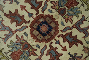 Traditional Floral Beige and Brown Vintage Style Hand knotted 8x10 wool Area Rug