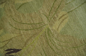 Traditional Floral Block Design Green, Brown and Rust Hand knotted 5x8 Indoor wool Area Rug