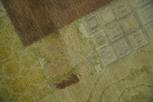 Traditional Floral Block Design Olive, Green and Brown Hand knotted 6x8 wool Area Rug