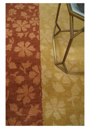 Traditional Floral Brown and Gold Hand knotted 4x6 wool Area Rug