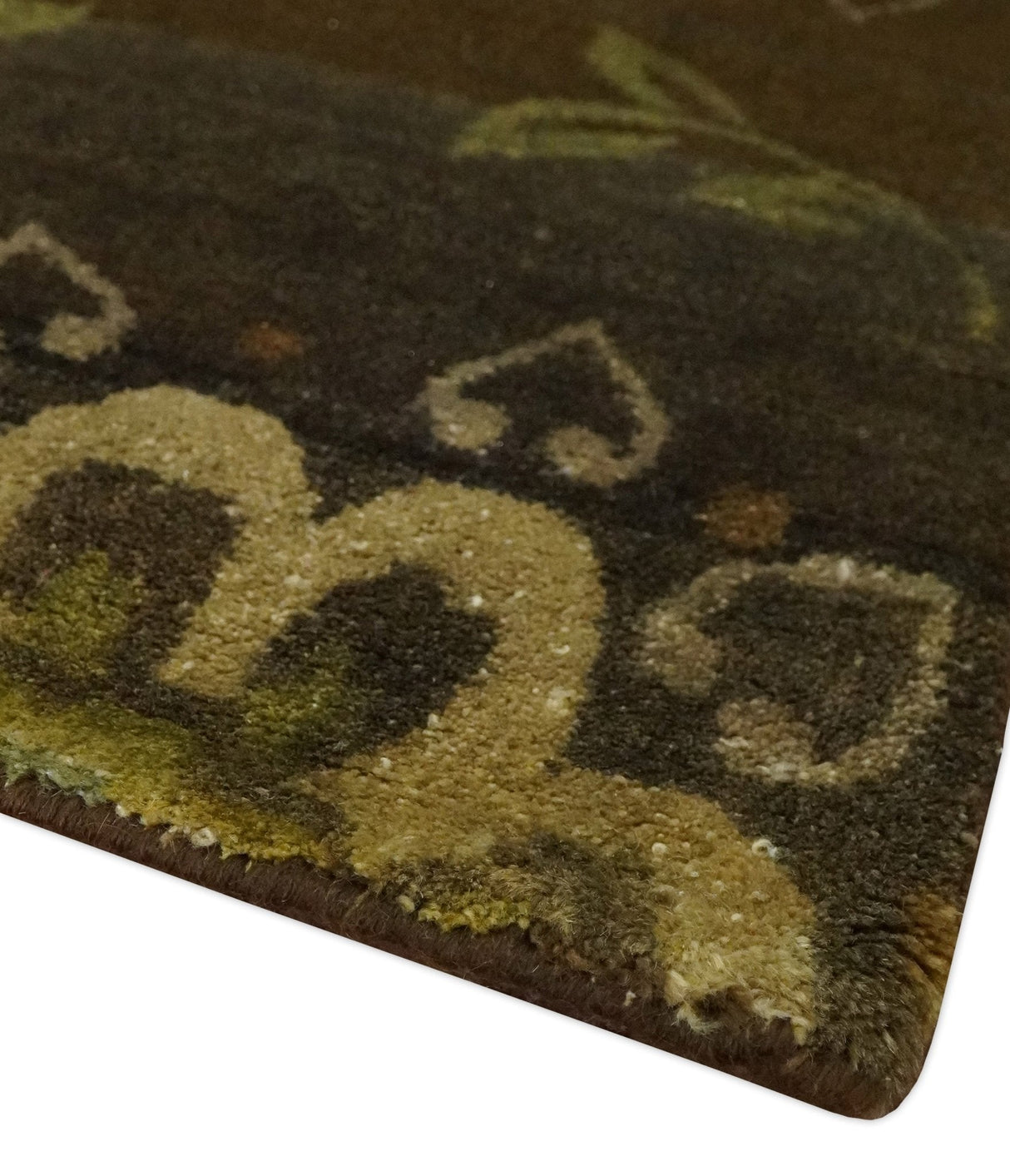 Traditional Floral Green, Beige, Brown and Teal Fine Hand knotted wool Area Rug