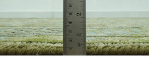 Traditional Floral Green and Aqua Hand Knotted 8x10 wool area rug