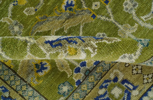 Traditional Floral Green and Blue Hand Knotted 8x10 wool area rug