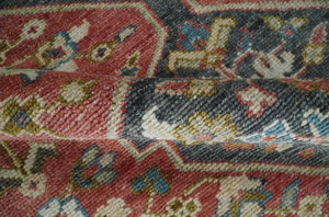 Traditional Floral Rust, Charcoal and Ivory Hand knotted 8x10 wool Area Rug
