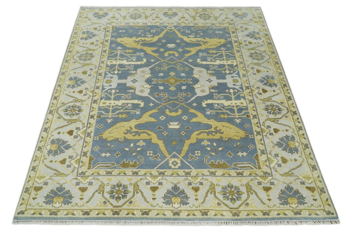 Traditional Hand Knotted 8x10 Oriental Oushak Silver, Ivory and Beige Wool Area Rug | TRDCP1168810