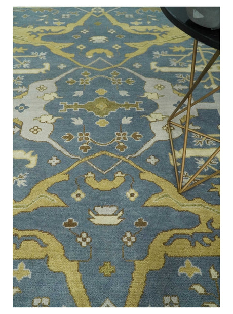 Traditional Hand Knotted 8x10 Oriental Oushak Silver, Ivory and Beige Wool Area Rug | TRDCP1168810