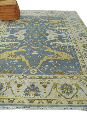 Traditional Hand Knotted 8x10 Oriental Oushak Silver, Ivory and Beige Wool Area Rug | TRDCP1168810