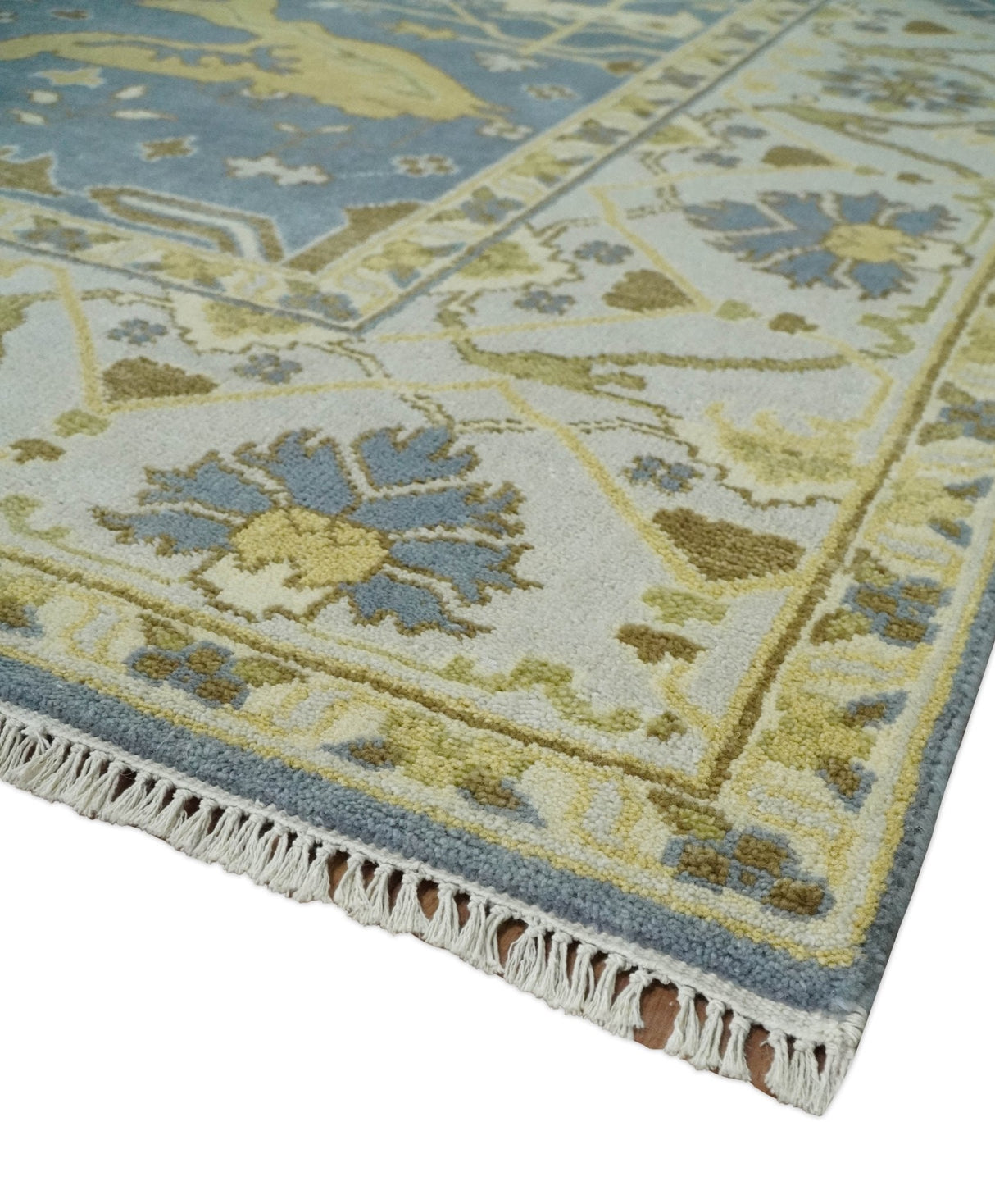 Traditional Hand Knotted 8x10 Oriental Oushak Silver, Ivory and Beige Wool Area Rug | TRDCP1168810
