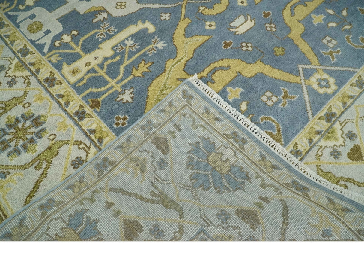 Traditional Hand Knotted 8x10 Oriental Oushak Silver, Ivory and Beige Wool Area Rug | TRDCP1168810