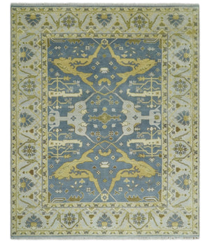 Traditional Hand Knotted 8x10 Oriental Oushak Silver, Ivory and Beige Wool Area Rug | TRDCP1168810