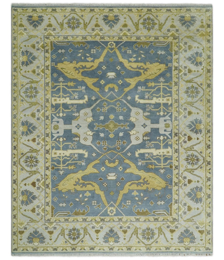Traditional Hand Knotted 8x10 Oriental Oushak Silver, Ivory and Beige Wool Area Rug | TRDCP1168810