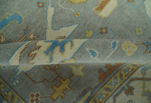 Traditional Hand Knotted Silver and Ivory 8x10 Oriental Oushak wool area rug