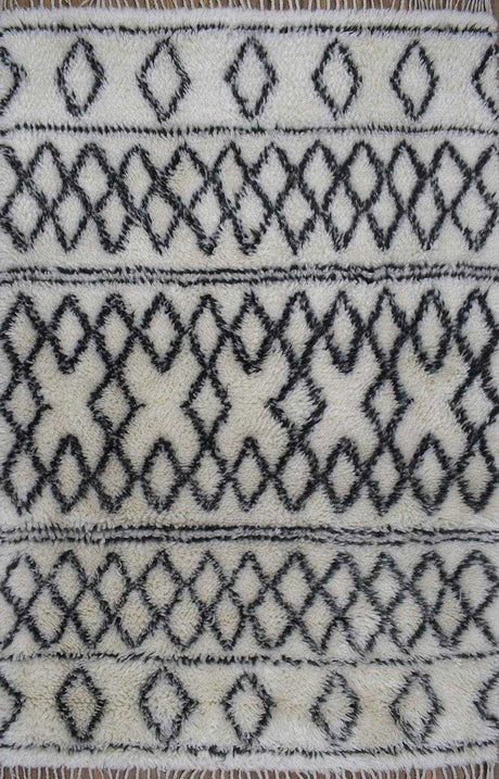 Traditional Hand Made Moroccan Design New Zealand Wool 4x6 Area Rug