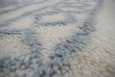 Traditional Hand Made Moroccan Design Wool Light Blue Moroccan Rug
