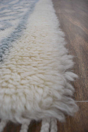 Traditional Hand Made Moroccan Design Wool Light Blue Moroccan Rug