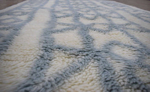 Traditional Hand Made Moroccan Design Wool Light Blue Moroccan Rug