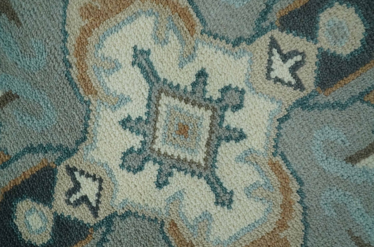 Traditional Heriz Gray and Ivory 7x9 and 8x10 Floral Hand Knotted wool Area Rug