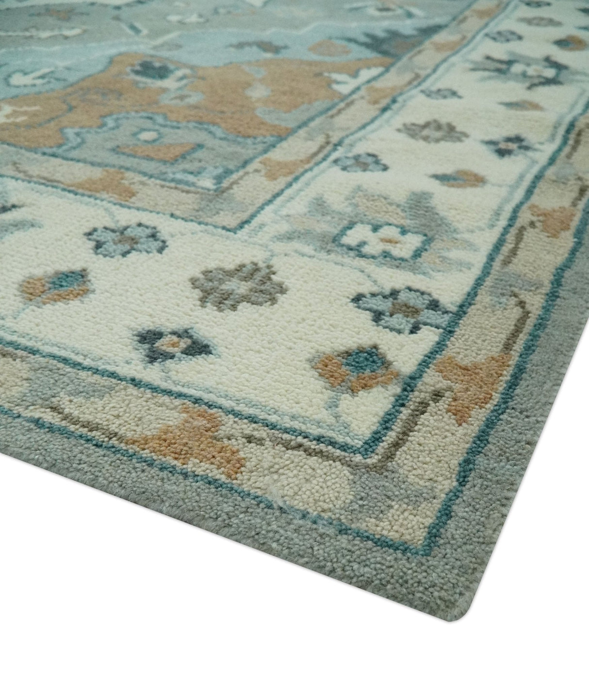 Traditional Heriz Gray and Ivory 7x9 and 8x10 Floral Hand Knotted wool Area Rug