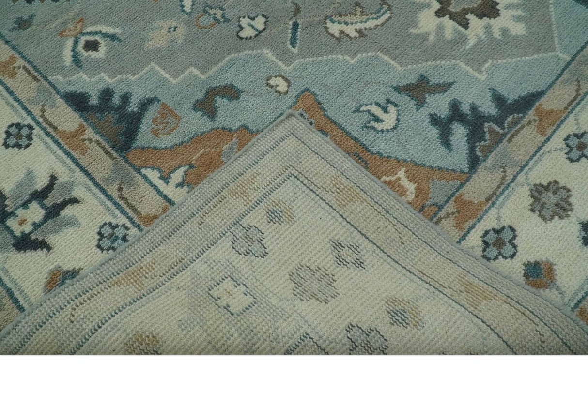 Traditional Heriz Gray and Ivory 7x9 and 8x10 Floral Hand Knotted wool Area Rug