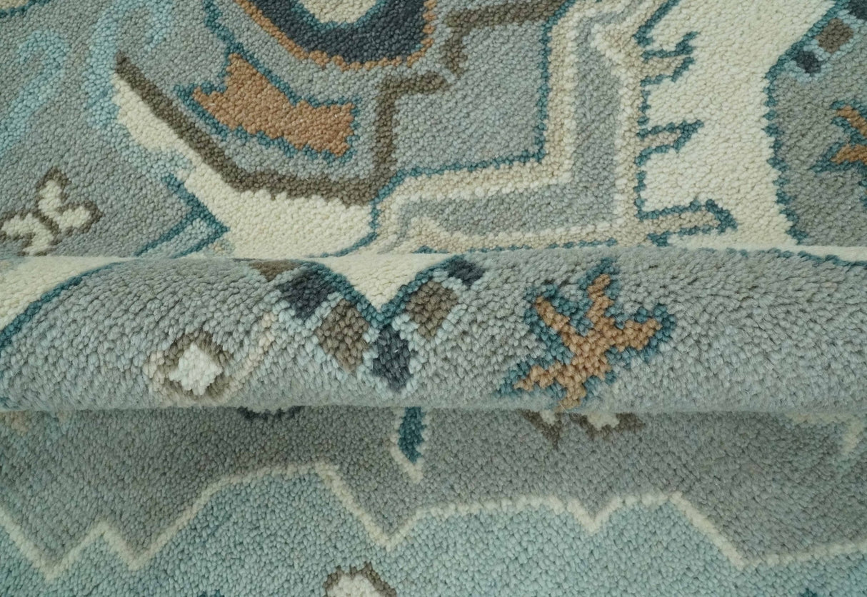 Traditional Heriz Gray and Ivory 7x9 and 8x10 Floral Hand Knotted wool Area Rug