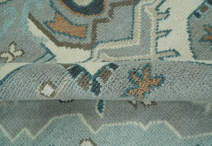 Traditional Heriz Gray and Ivory 7x9 and 8x10 Floral Hand Knotted wool Area Rug