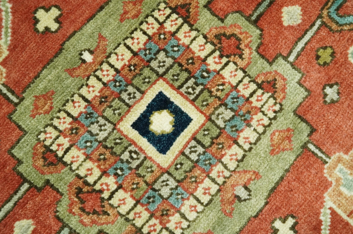 Traditional Heriz Rust, Ivory and Blue 8x10 fine Hand Knotted wool area rug